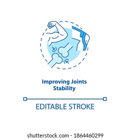 Improve joint stability turquoise concept icon. Body movement and position. Physiology treatment. Kinesiology idea thin line illustration. Vector isolated outline RGB color drawing. Editable stroke