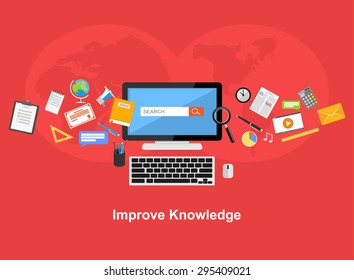 Improve knowledge flat design illustration concept.