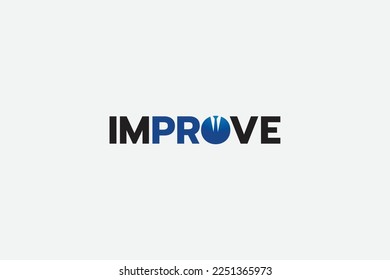 improve logo with a combination of improve lettering and businessman's body as the letter O