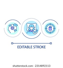 Improve memorization loop concept icon. Sleep with new information. Improve remembering skill abstract idea thin line illustration. Isolated outline drawing. Editable stroke. Arial font used