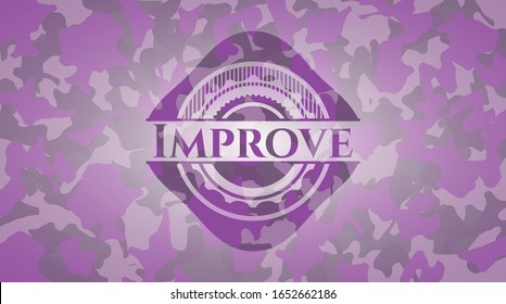 Improve pink camouflaged emblem. Vector Illustration. Detailed.