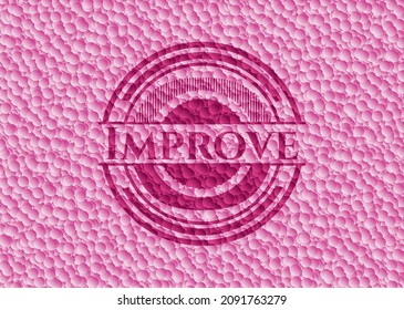 Improve pink emblem with bubbles background. Vector Illustration. Detailed. 