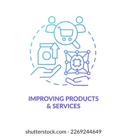 Improve products and services blue gradient concept icon. IoT business transformation benefits abstract idea thin line illustration. Isolated outline drawing. Myriad Pro-Bold font used