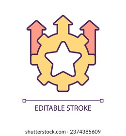 Improve profitability RGB color icon. Development growth. Business strategy upgrading. Optimization. Isolated vector illustration. Simple filled line drawing. Editable stroke. Arial font used