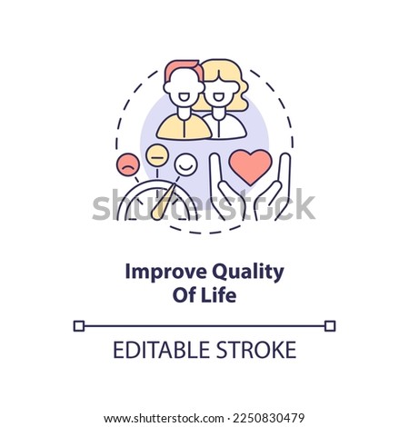 Improve quality of life concept icon. Goal of chronic disease management abstract idea thin line illustration. Isolated outline drawing. Editable stroke. Arial, Myriad Pro-Bold fonts used