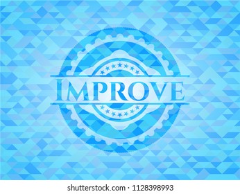 Improve realistic sky blue emblem. Mosaic background