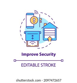 Improve security concept icon. Reasons for home automation abstract idea thin line illustration. Isolated outline drawing. Editable stroke. Roboto-Medium, Myriad Pro-Bold fonts used