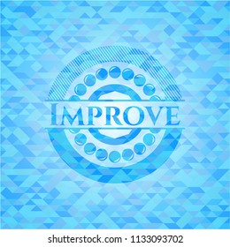 Improve sky blue emblem with triangle mosaic background
