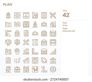 Melhore a usabilidade com 42 ícones de Linha Regular vinculados ao Plano, projetados para uma renderização nítida.