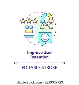 Improve user retention concept icon. Benefit of using familiarity in UX design abstract idea thin line illustration. Isolated outline drawing. Editable stroke. Arial, Myriad Pro-Bold fonts used