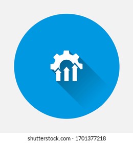 Improve vector icon on blue background. Flat image with long shadow.