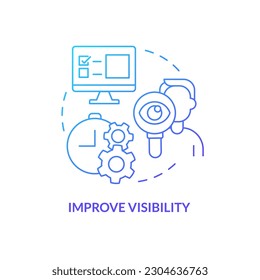 Improve visibility blue gradient concept icon. Pandemic. Addressing covid impact on logistics abstract idea thin line illustration. Isolated outline drawing. Myriad Pro-Bold font used