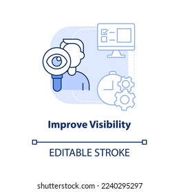 Improve visibility light blue concept icon. Addressing covid impact on logistics abstract idea thin line illustration. Isolated outline drawing. Editable stroke. Arial, Myriad Pro-Bold fonts used