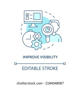 Improve visibility turquoise concept icon. Addressing covid impact on logistics abstract idea thin line illustration. Isolated outline drawing. Editable stroke. Arial, Myriad Pro-Bold fonts used