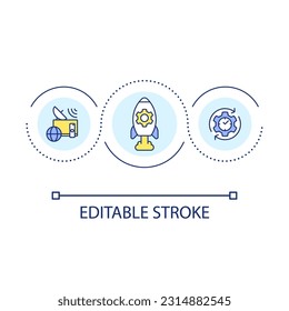 Improve wireless connection loop concept icon. Technology innovation. Boost speed. Internet bandwidth abstract idea thin line illustration. Isolated outline drawing. Editable stroke. Arial font used