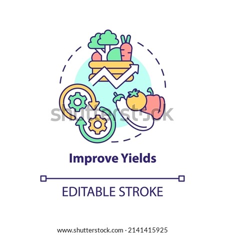 Improve yields concept icon. Crop and fertility. Shift to regenerative culture abstract idea thin line illustration. Isolated outline drawing. Editable stroke. Arial, Myriad Pro-Bold fonts used