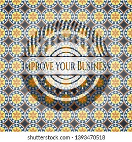 Improve your Business arabesque style badge. arabic decoration.