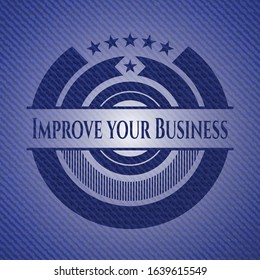 Improve your Business emblem with denim high quality background. Vector Illustration. Detailed.
