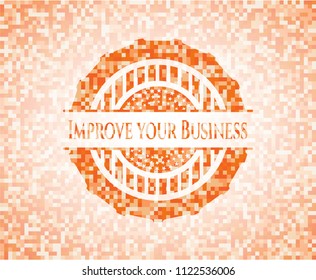 Improve your Business orange mosaic emblem