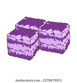 Improve your culinary business with high resolution ube cake illustrations. Ideal for cake menus, food blogs, and cookbooks, these images add a touch of charm to your projects