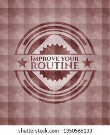 Improve your routine red seamless geometric pattern emblem. Seamless.