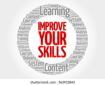Improve Your Skills circle word cloud, business concept
