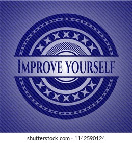 Improve yourself badge with denim background