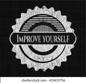 Improve yourself chalkboard emblem on black board