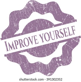 Improve yourself grunge style stamp