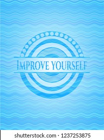 Improve yourself light blue water wave emblem.