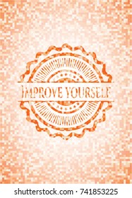Improve yourself orange mosaic emblem with background