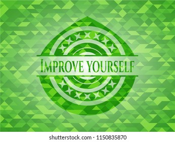 Improve yourself realistic green mosaic emblem