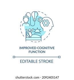 Improved cognitive functions turquoise concept icon. Awakening early morning abstract idea thin line illustration. Isolated outline drawing. Editable stroke. Roboto-Medium, Myriad Pro-Bold fonts used