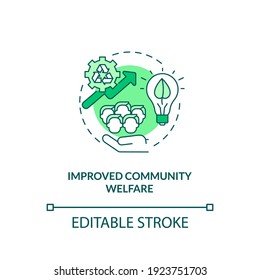 Improved community welfare concept icon. Organic waste reduction idea thin line illustration. Reducing food waste and food poverty. Vector isolated outline RGB color drawing. Editable stroke