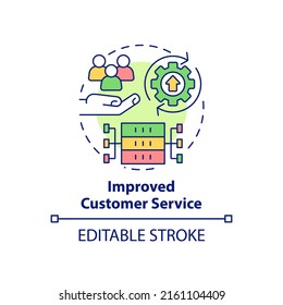 Improved customer service concept icon. Big data processing pros abstract idea thin line illustration. Advanced analytics. Isolated outline drawing. Editable stroke. Arial, Myriad Pro-Bold fonts used