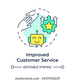 Improved customer service multi color concept icon. Business intelligence, behavior analysis. Round shape line illustration. Abstract idea. Graphic design. Easy to use in infographic, presentation