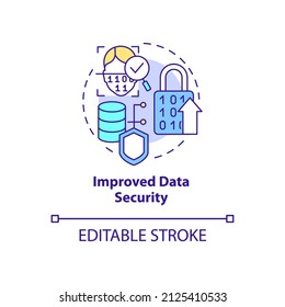 Improved data security concept icon. Incrcease cyber safety. Web 3 0 abstract idea thin line illustration. Isolated outline drawing. Editable stroke. Arial, Myriad Pro-Bold fonts used