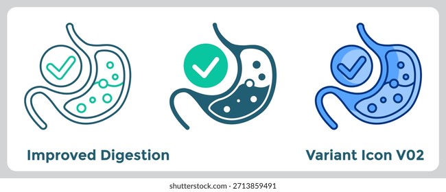 El ícono de la digestión mejorada ayuda a la salud intestinal y la regularidad al incorporar alimentos vegetales ricos en fibra en su dieta. Azul, azul plano, estilo Dualtone.