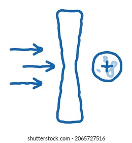 vector de icono de boceto con efecto de lente mejorado. Dibujo manual de la línea de doodle azul mejoró el signo del efecto de la lente. ilustración de símbolo aislado