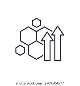 ícone de material melhorado, nanomateriais e vetor de linha nanotecnologia