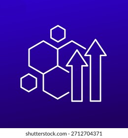 ícone de linha de materiais aprimorado, design de nanomateriais e nanotecnologia