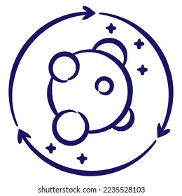 Improved metabolism. Minimal vector icon drawn with brush line. Blue linear medical pictogram isolated on transparent background