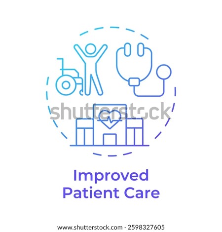 Improved patient care blue gradient concept icon. Evidence based and patient centered treatment. UM benefit. Round shape line illustration. Abstract idea. Graphic design. Easy to use in article