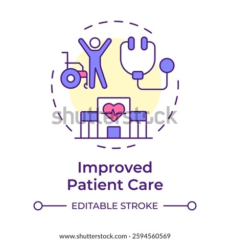 Improved patient care multi color concept icon. Evidence based and patient centered treatment. UM benefit. Round shape line illustration. Abstract idea. Graphic design. Easy to use in article