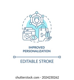 Improved personalization blue concept icon. Personalised offers and advertisement abstract idea thin line illustration. Clients experience. Vector isolated outline color drawing. Editable stroke