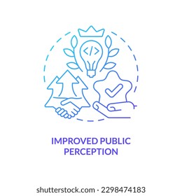 Improved public perception blue gradient concept icon. IT brand. Venture capital financing benefit abstract idea thin line illustration. Isolated outline drawing. Myriad Pro-Bold font used
