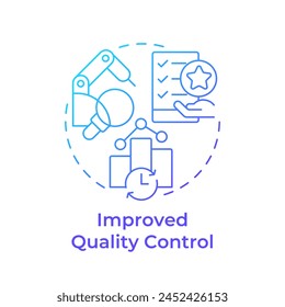Improved quality control blue gradient concept icon. Performance analysis, inventory management. Round shape line illustration. Abstract idea. Graphic design. Easy to use in infographic, article