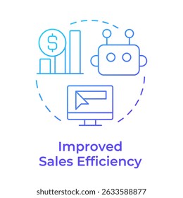 Improved sales efficiency blue gradient concept icon. Statistical metrics. Monitoring, analysis. Round shape line illustration. Abstract idea. Graphic design. Easy to use in infographic, article