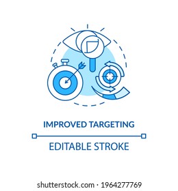 Improved targeting blue concept icon. Digital marketing campaign. Service for online business. Smart content idea thin line illustration. Vector isolated outline RGB color drawing. Editable stroke