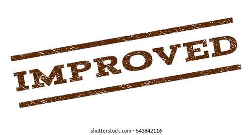 Improved watermark stamp. Text caption between parallel lines with grunge design style. Rubber seal stamp with dirty texture. Vector brown color ink imprint on a white background.
